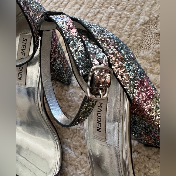 Steve Madden Carsson Bright Multi Rainbow Glitter Pumps Size 10 - Picture 8 of 15